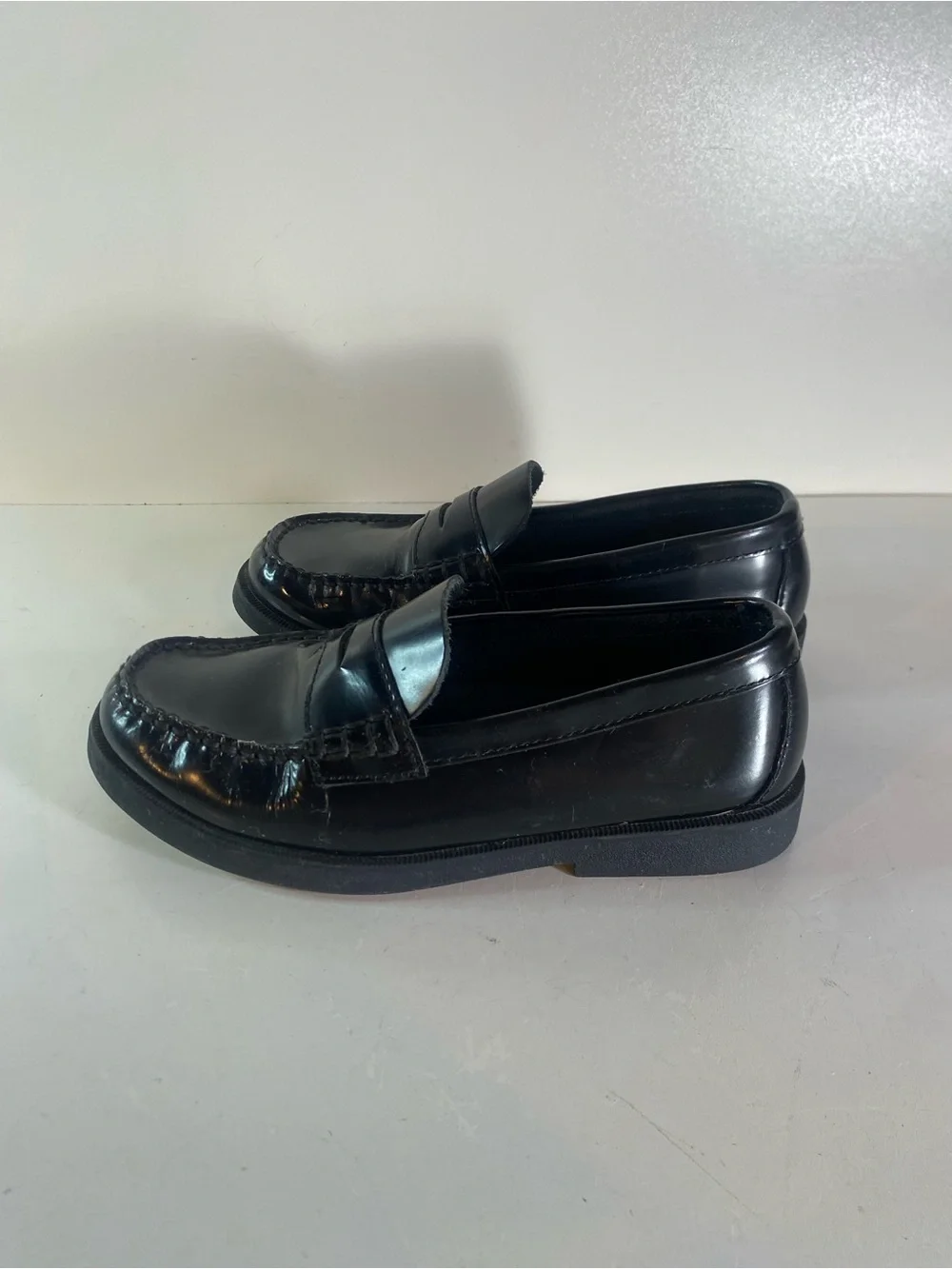 Sperry Top Sider Boys Colton Black Leather Original Penny Loafers Size